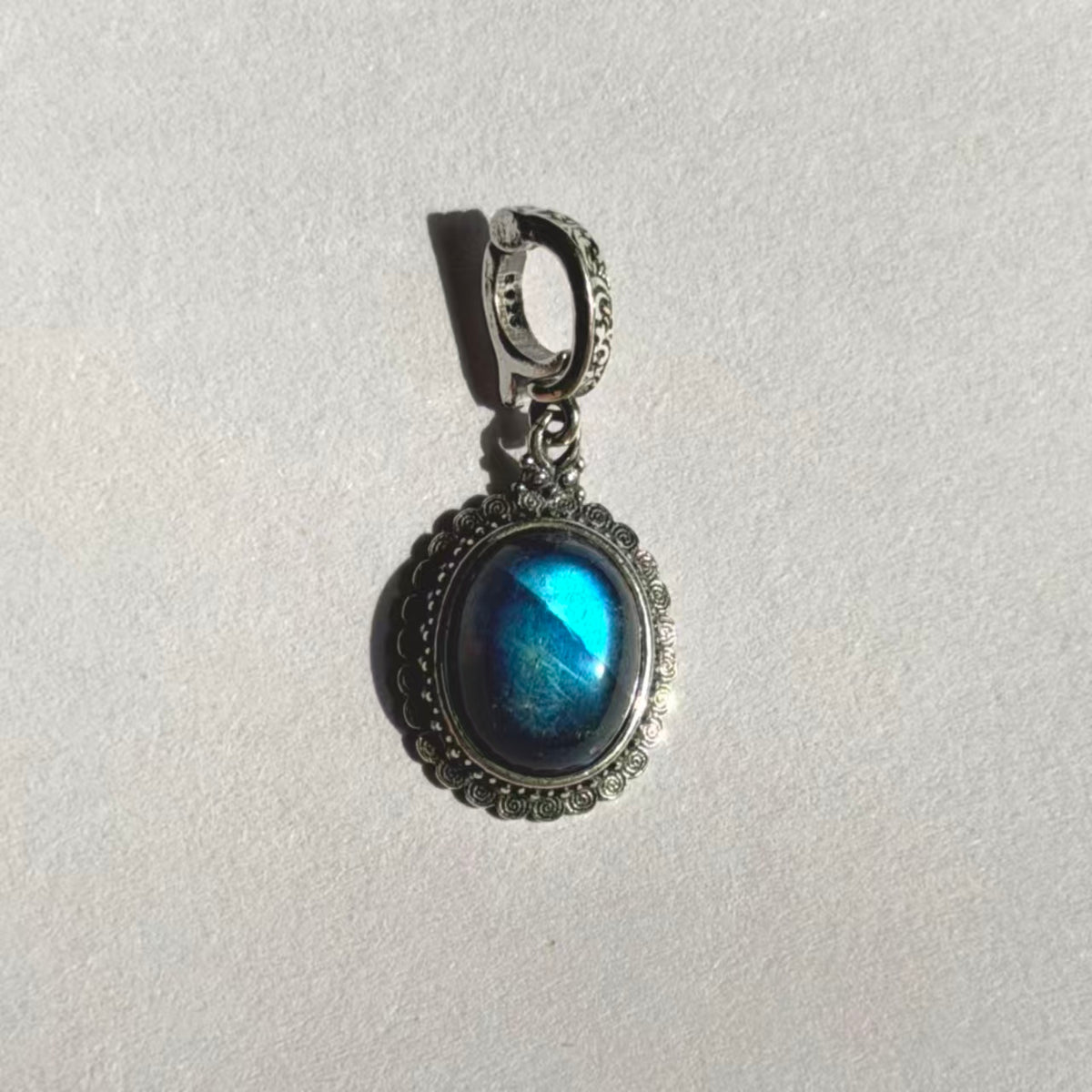 Natural Labradorite Pendant | 925 Sterling Silver | Oval
