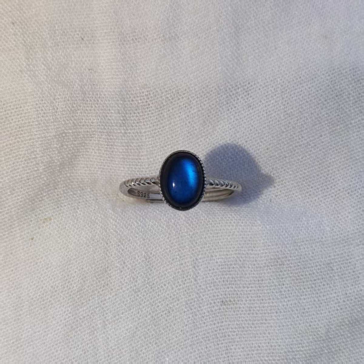 Natural Labradorite Ring | 925 Sterling Silver | Adjustable