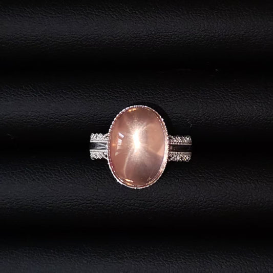 Natural Star Rose Quartz Jewelry Set | 925 Silver Ring & Pendant