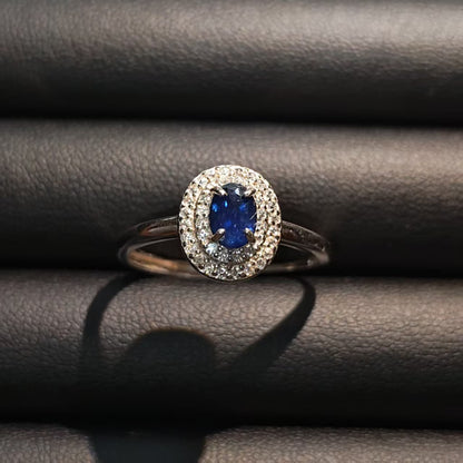 Adjustable Blue Sapphire Ring | 925 Sterling Silver & Zirconia