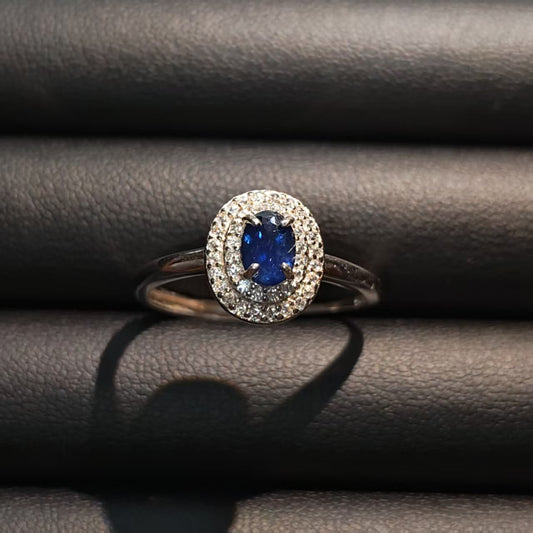 Adjustable Blue Sapphire Ring | 925 Sterling Silver & Zirconia