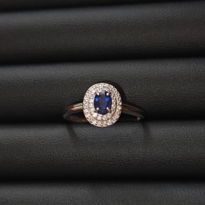 Adjustable Blue Sapphire Ring | 925 Sterling Silver & Zirconia