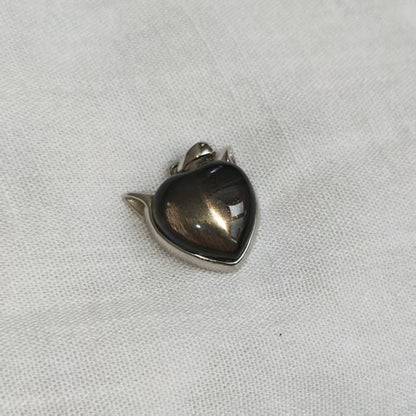 Natural Black Gold Rutilated Quartz Pendant | 925 Sterling Silver | Heart