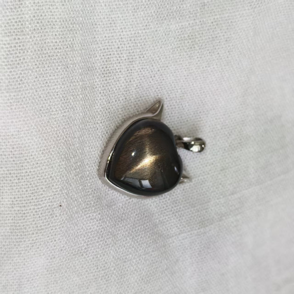 Natural Black Gold Rutilated Quartz Pendant | 925 Sterling Silver | Heart