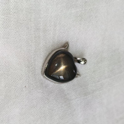 Natural Black Gold Rutilated Quartz Pendant | 925 Sterling Silver | Heart