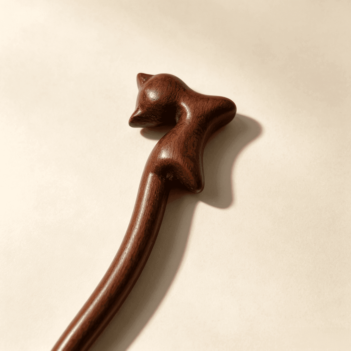 Hand-Carved Cat Silhouette Sandalwood Hair Stick | Minimalist Wooden Hair Pin