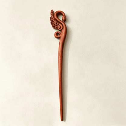 Handmade Sandalwood Hair Stick Set of 5 | Cat, Swan, Snake & Lotus Collection