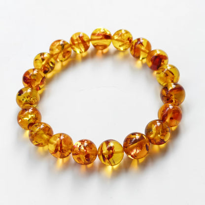 Natural Amber Bracelet with Sun Spangles | 9.8-10.4mm Beads