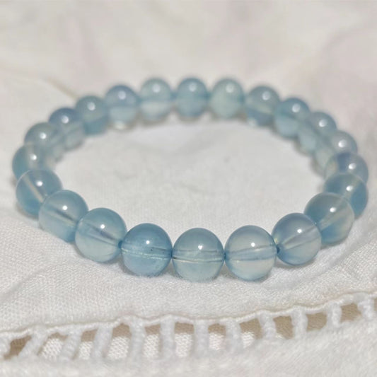 8mm Natural Aquamarine Beaded Bracelet