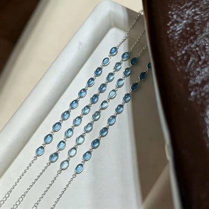 Handmade Natural Aquamarine Bracelet | 925 Sterling Silver Chain Jewelry