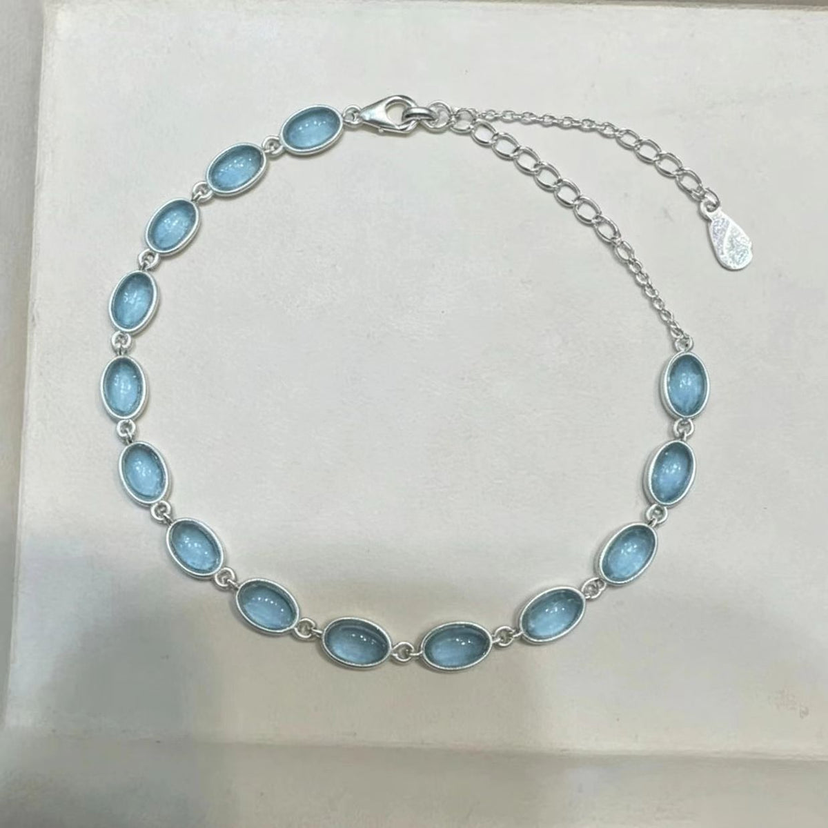 Handmade Natural Aquamarine Bracelet | 925 Sterling Silver Chain Jewelry