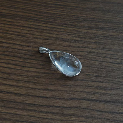 Natural Blue Needle Quartz Pendant | 925 Sterling Silver | Teardrop