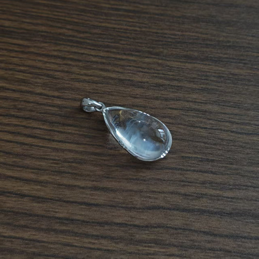 Natural Blue Needle Quartz Pendant | 925 Sterling Silver | Teardrop