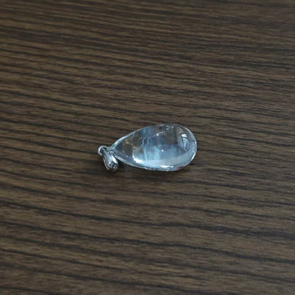 Natural Blue Needle Quartz Pendant | 925 Sterling Silver | Teardrop