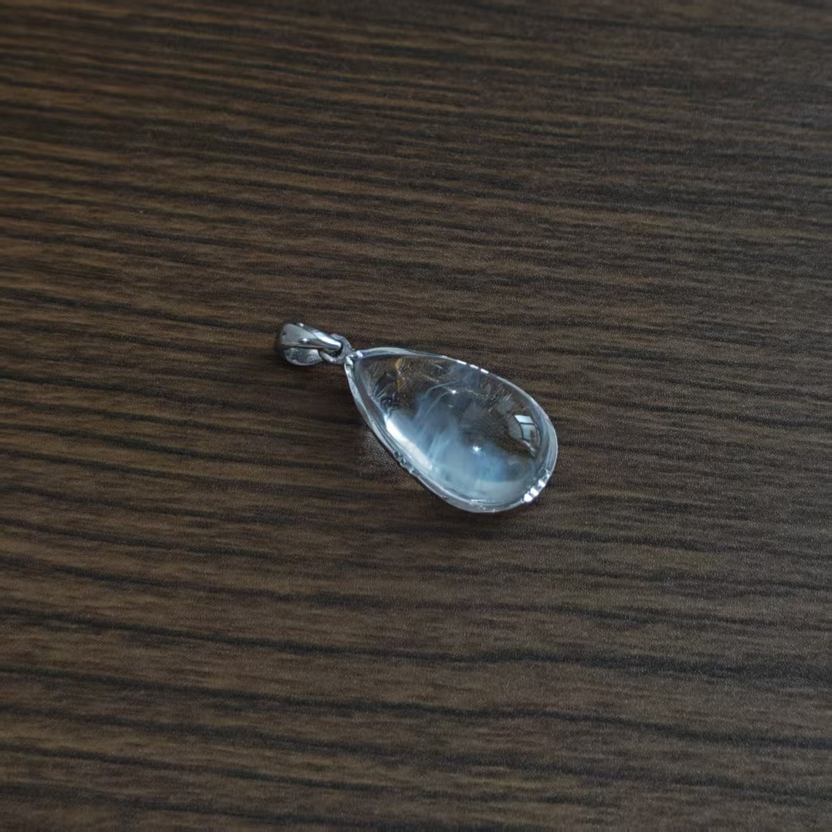 Natural Blue Needle Quartz Pendant | 925 Sterling Silver | Teardrop