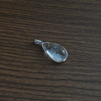 Natural Blue Needle Quartz Pendant | 925 Sterling Silver | Teardrop