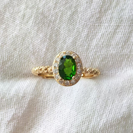 Natural Diopside Ring | 925 Sterling Silver | Adjustable