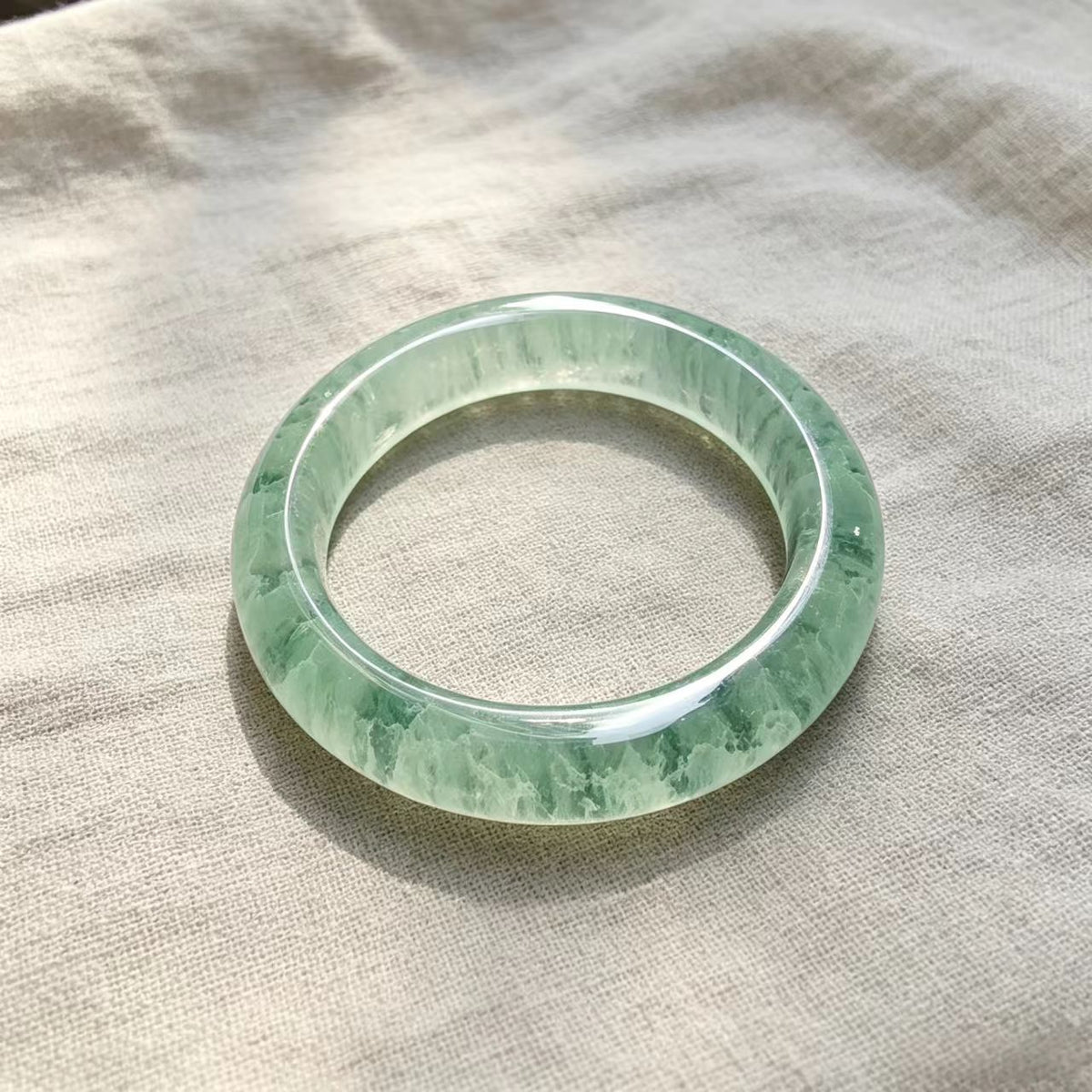 Natural Fluorite Bangle – Serene Green Gemstone Bracelet (56/58/60/62mm)