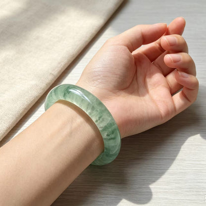 Natural Fluorite Bangle – Serene Green Gemstone Bracelet (56/58/60/62mm)