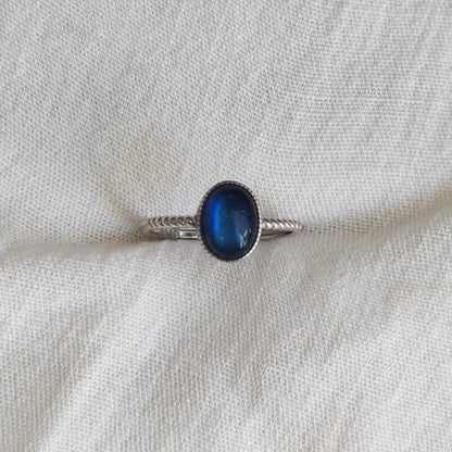 Natural Labradorite Ring | 925 Sterling Silver | Adjustable