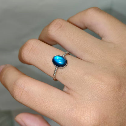 Natural Labradorite Ring | 925 Sterling Silver | Adjustable