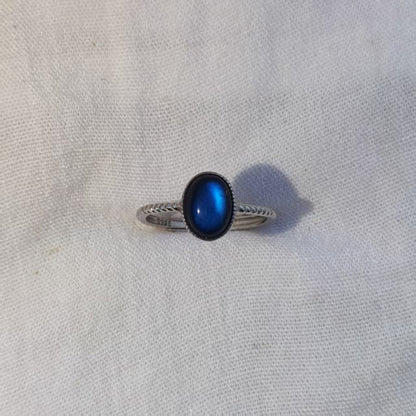 Natural Labradorite Ring | 925 Sterling Silver | Adjustable