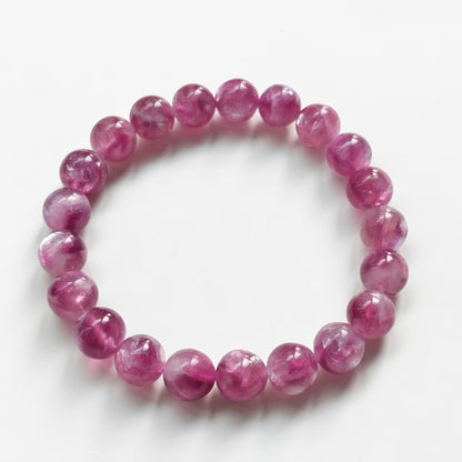 Handmade Natural Lepidolite Bracelet | 9.2-9.5mm Stretchable Crystal Jewelry