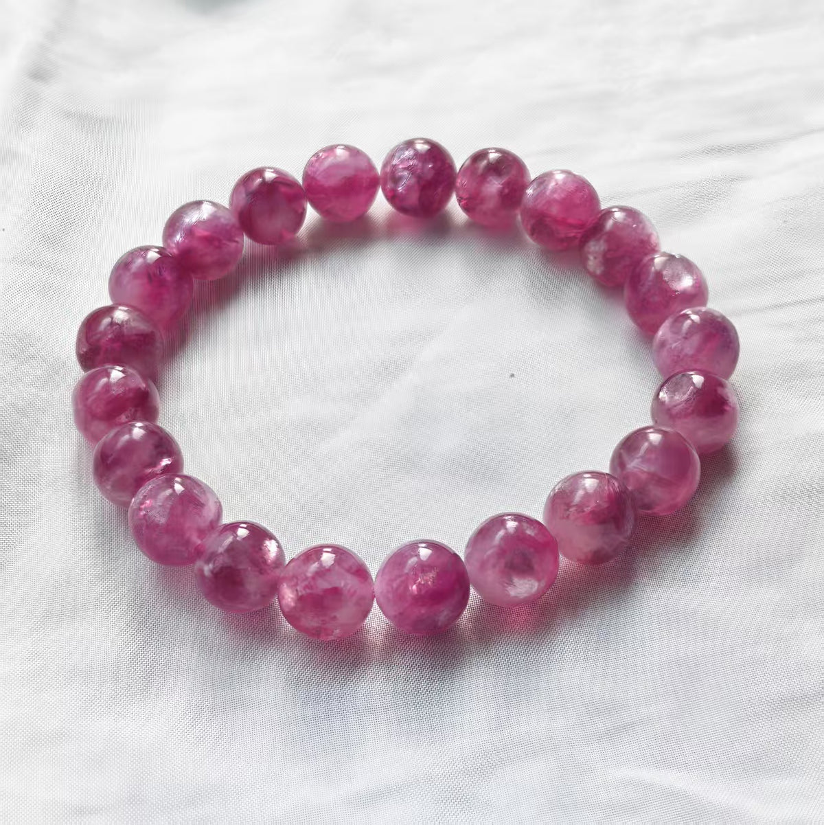 Handmade Natural Lepidolite Bracelet | 9.2-9.5mm Stretchable Crystal Jewelry