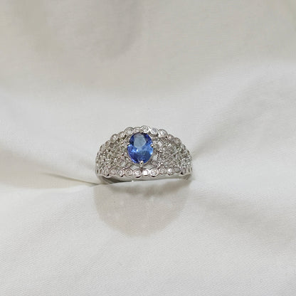 Natural Unheated Tanzanite Filigree Ring | 925 Silver | Adjustable