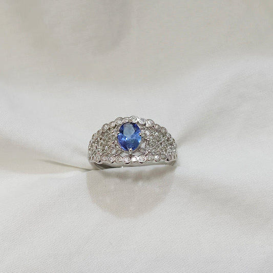 Natural Unheated Tanzanite Filigree Ring | 925 Silver | Adjustable