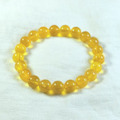 Handmade Natural Yellow Fluorite Bracelet | 9-9.4mm Beaded Crystal Jewelry