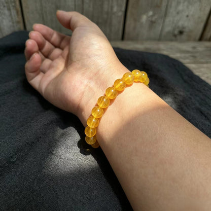 Handmade Natural Yellow Fluorite Bracelet | 9-9.4mm Beaded Crystal Jewelry