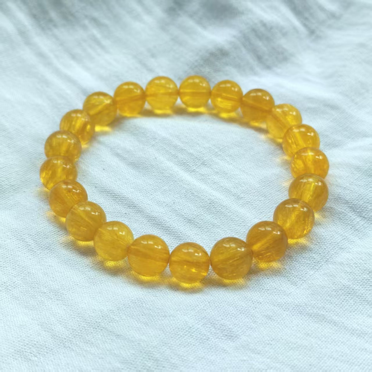 Handmade Natural Yellow Fluorite Bracelet | 9-9.4mm Beaded Crystal Jewelry