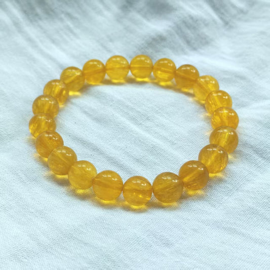Handmade Natural Yellow Fluorite Bracelet | 9-9.4mm Beaded Crystal Jewelry