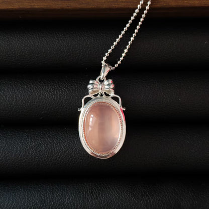Star Rose Quartz Pendant & 925 Silver Chain Set