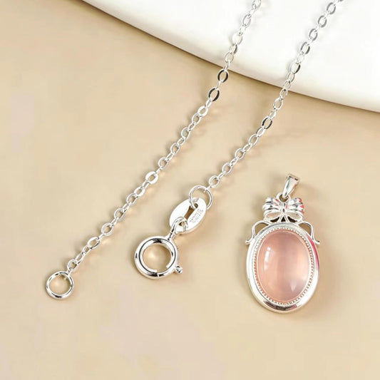 Star Rose Quartz Pendant & 925 Silver Chain Set